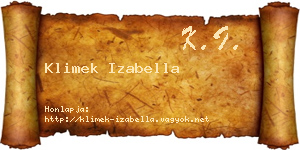 Klimek Izabella névjegykártya